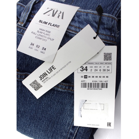 Zara NWT Slim Fit High Rise Split Hem Flare Jeans 2 26 - Picture 12 of 12